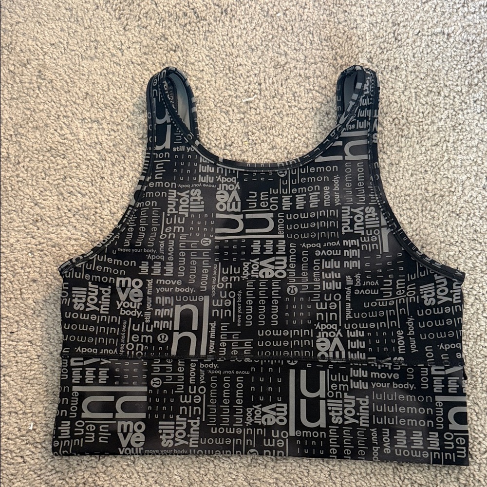 lululemon athletica Black and Gray Graphic Crop Top